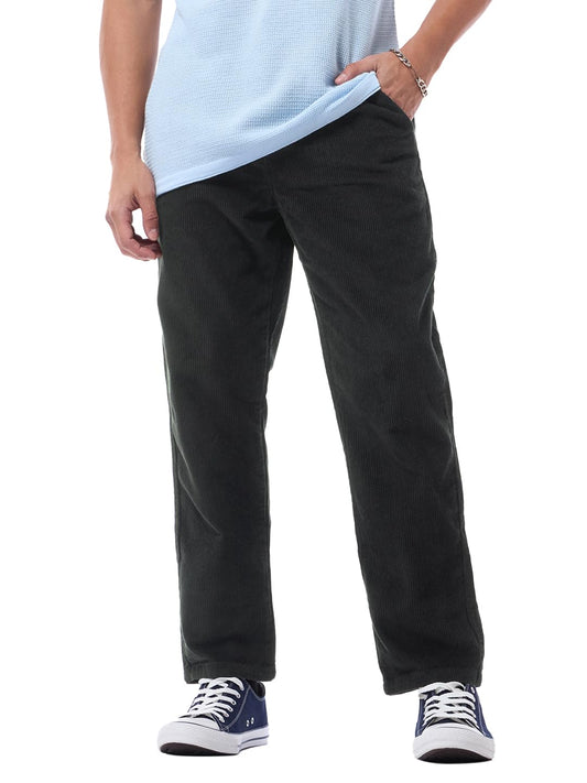 Bewakoof Mens Solid Regular Fit Cotton Pant_617409_Black_30