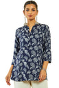 Soch Womens Blue Rayon Tunic with Floral and Paisley Print