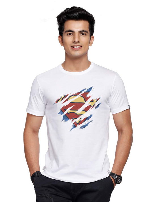The Souled Store Superman: The Classic Symbol Mens and Womens Graphic Printed Cotton T-Shirt White T-Shirts Fashionable Trendy G