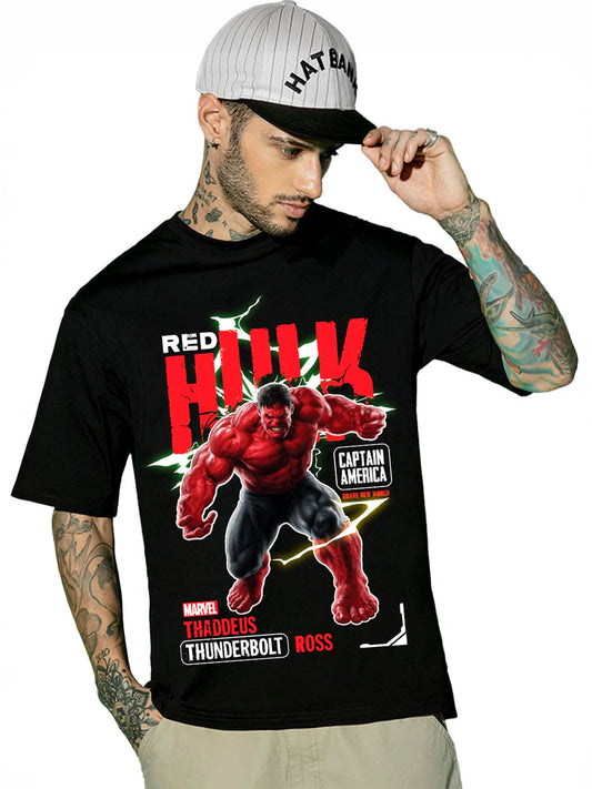 Bewakoof Official Marvel Merchandise Hulk Mens Graphic Printed Oversized Fit Half Sleeve Round Neck Cotton Jersey T-Shirt_66201