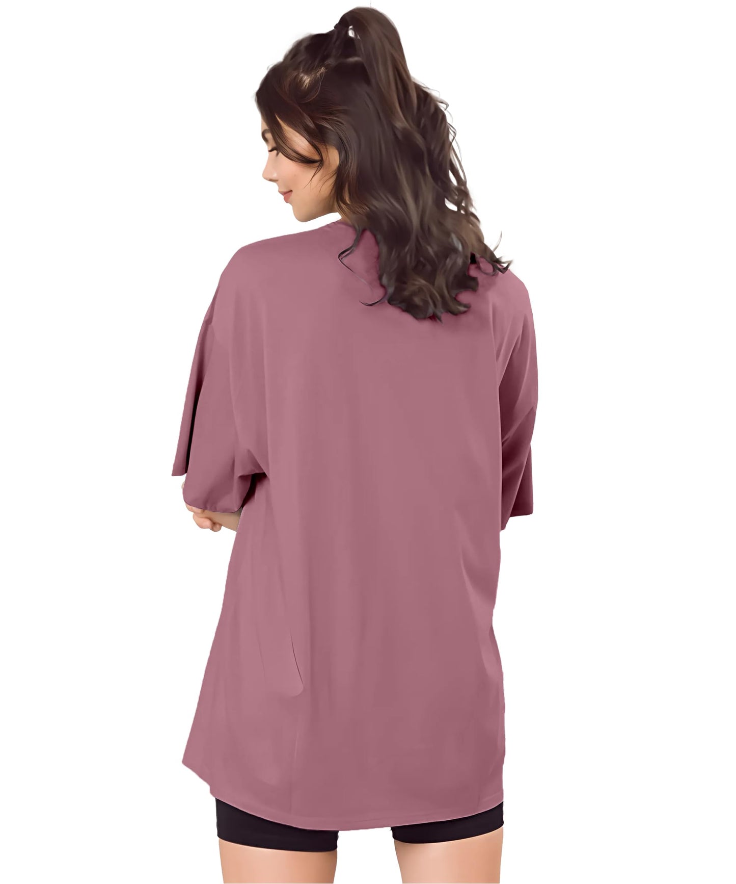 SHODOX Bio-Washed Anti Bacterial 100% Pure Cotton Womens Oversized Solid T-Shirt | Cozy Soft, Less Wrinkles Loose Fit, Drop Shou