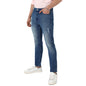 Campus Sutra Mens Blue Tapered Medium-Wash Denim Jeans | Stretchable Cotton Mid-Rise Denim Jeans Crafted with Comfort Fit and H