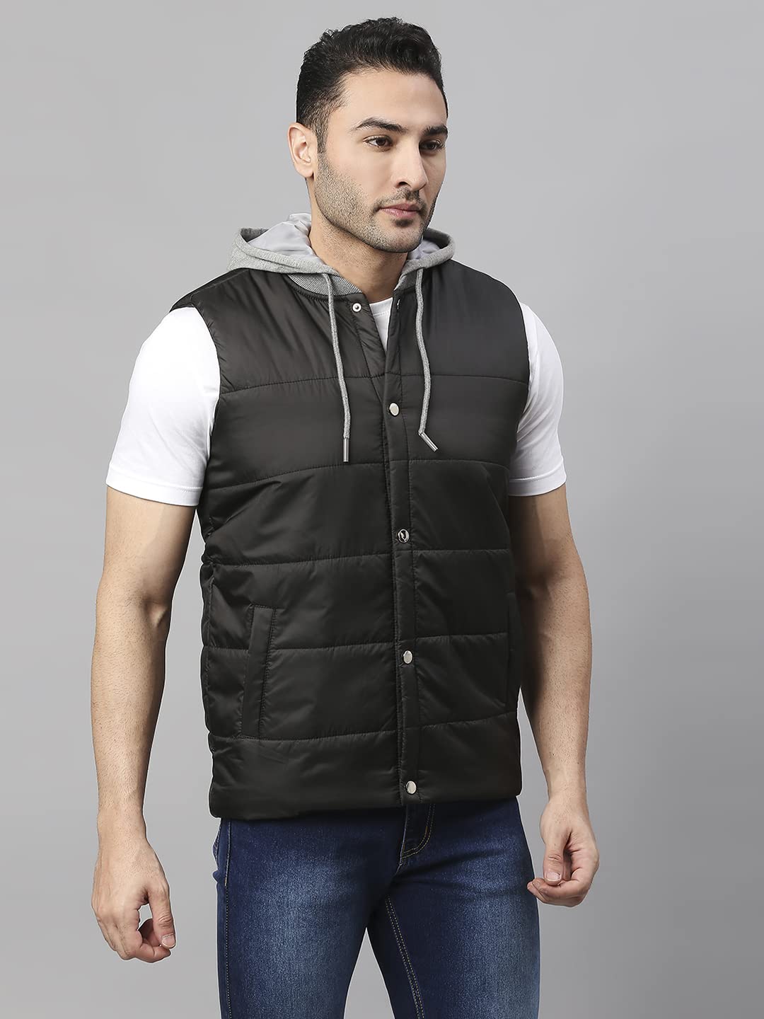 Dennis Lingo Color Block Polyester Regular Fit Full Sleeves MenS Hooded Puffer Jacket With 2 Pockets - Lightweight Casual Winte