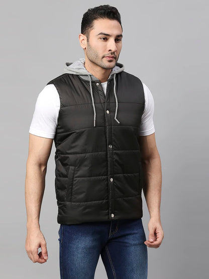 Dennis Lingo Color Block Polyester Regular Fit Full Sleeves MenS Hooded Puffer Jacket With 2 Pockets - Lightweight Casual Winte
