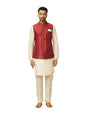 Manyavar Maroon Art Silk Foil Print Jackets
