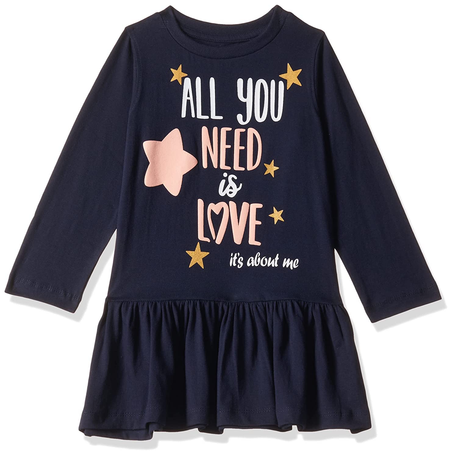 T2F Girls Cotton A-Line Knee-Length Casual Dress (GLS-DRZ-05_Navy
