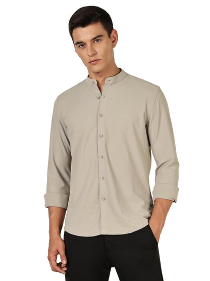 Thomas Scott Mens | Premium | Mandarin Collar | Slim Fit | Long Sleeves | 4 Way Stretch | Coolmax | Knitted | Casual | Shirts f