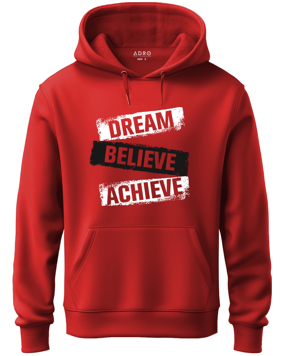 ADRO Men's Cotton Hooded Hoodie (H20-M-DBA-RD_Red)