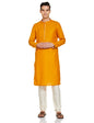 Manyavar Mustard Blended Viscose Solid Casual Kurta Set For Men