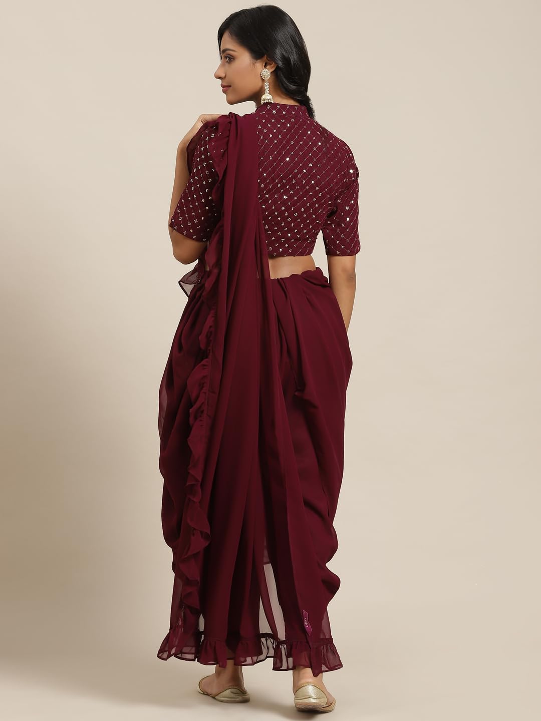 Libas WomenS Pure Georgette Saree (20237O_Purple)