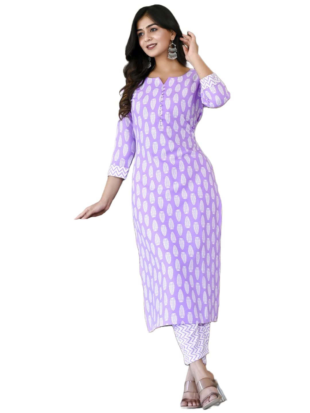 ANNI DESIGNER Women's Cotton Blend Traditional Straight Printed Kurta and Pant Set (Danapa