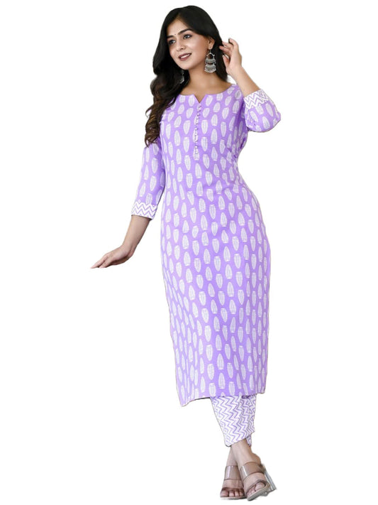 ANNI DESIGNER Women's Cotton Blend Traditional Straight Printed Kurta and Pant Set (Danapa