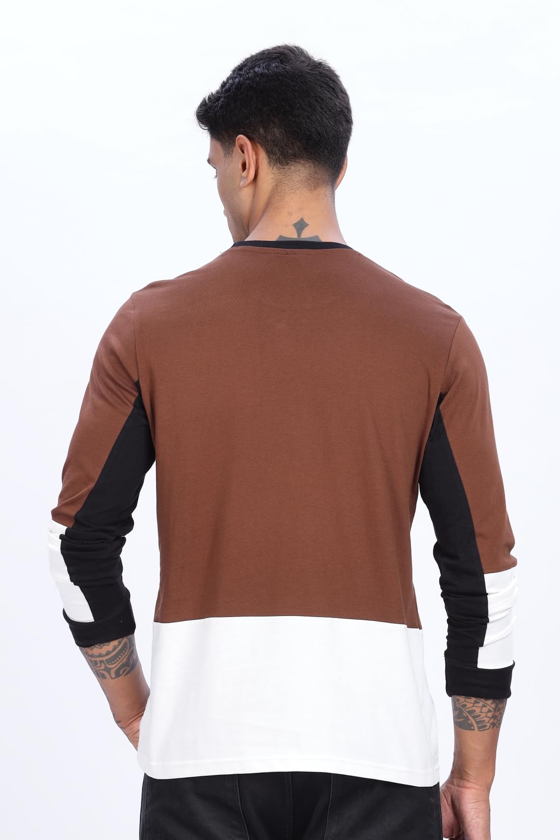 ADRO Men Full Sleeve T-Shirt | Premium Cotton Tshirt for Men| Casual Fashion Relaxed Fit Full Sleeve Round Neck Tshirt|FR24-BRWS