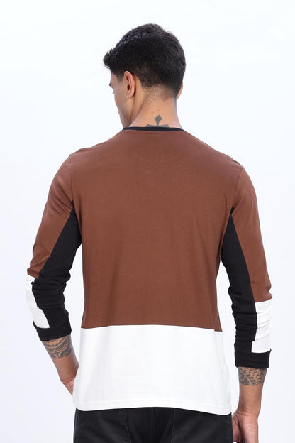 ADRO Men Full Sleeve T-Shirt | Premium Cotton Tshirt for Men| Casual Fashion Relaxed Fit Full Sleeve Round Neck Tshirt|FR24-BRWS