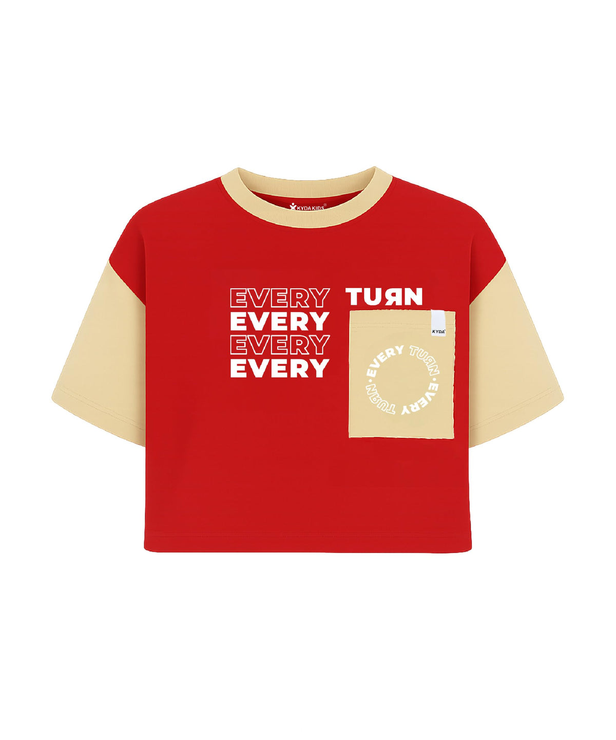Kyda Kids Girls Printed Half Sleeve Cotton Crop Top (Pack Of 1) Red