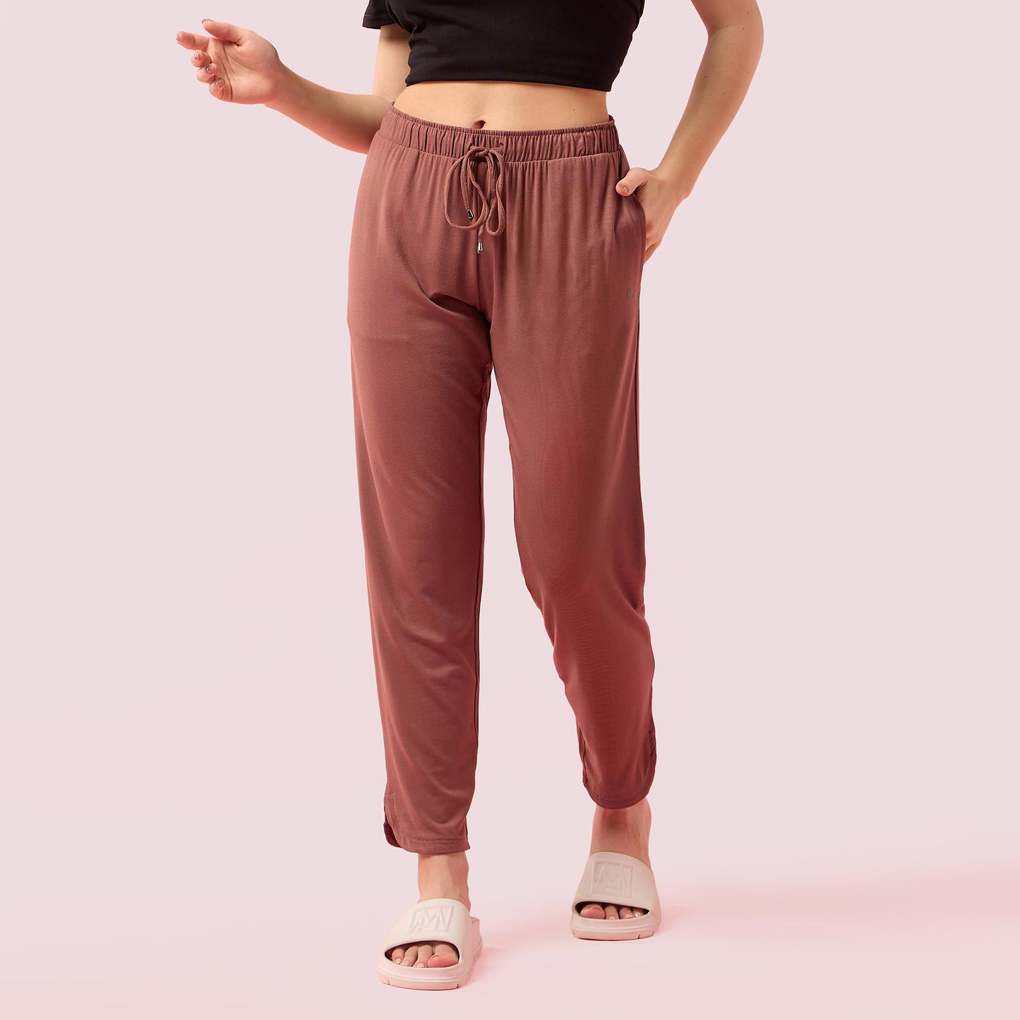 Enamor E048 Tapered Lounge Pants with Drawstring Details with Metal Ends