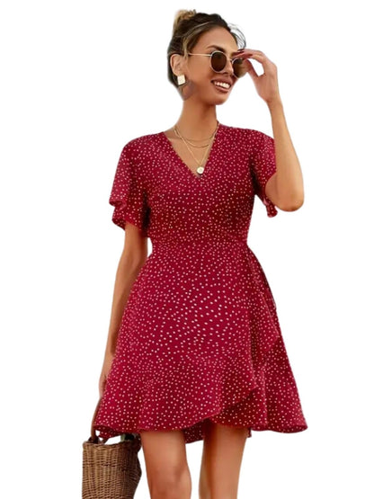 Leriya Fashion Rayon Above The Knee Western Dress For Women (Lf-W.Dress-Wd1259_Red