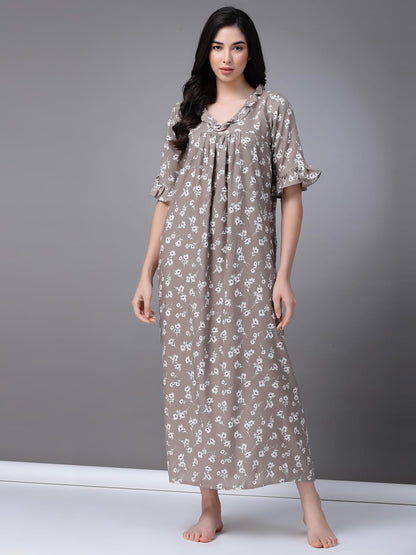 OOMPH! Cotton Blend Nighty for Womens | Night Gown | Nighty | Nightdress | Maxi Dress | Sleepwear | Gown for Women | Nighties |