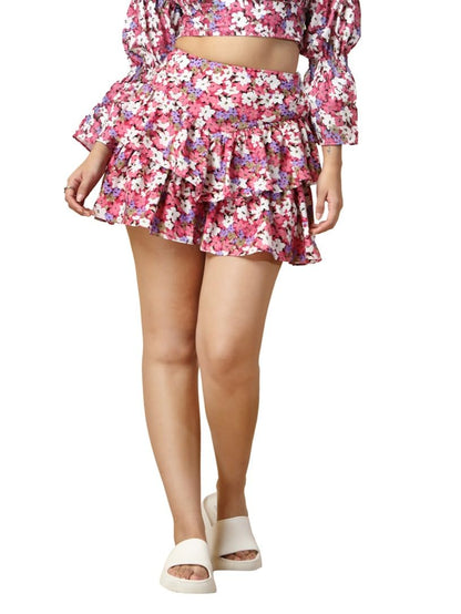 OOMPH! Mini Skirts for Women Pink - msk153
