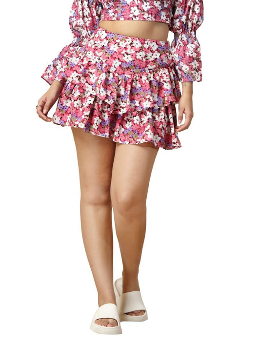 OOMPH! Mini Skirts for Women Pink - msk153