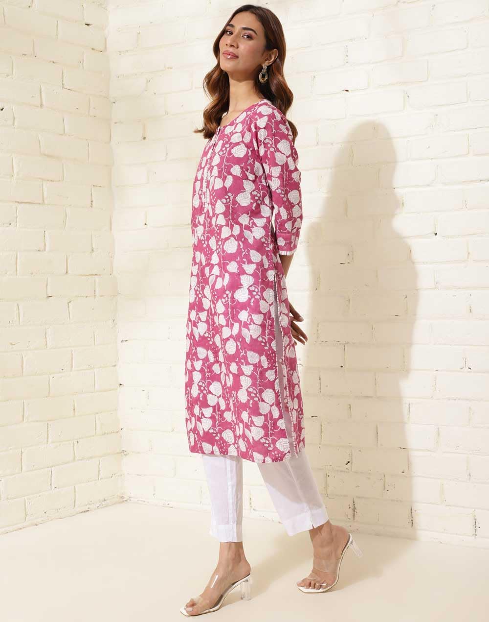Fabindia WomenS Cotton Printed Regular Kurta (1037330Purple_Purple
