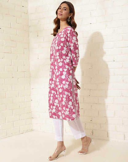 Fabindia WomenS Cotton Printed Regular Kurta (1037330Purple_Purple
