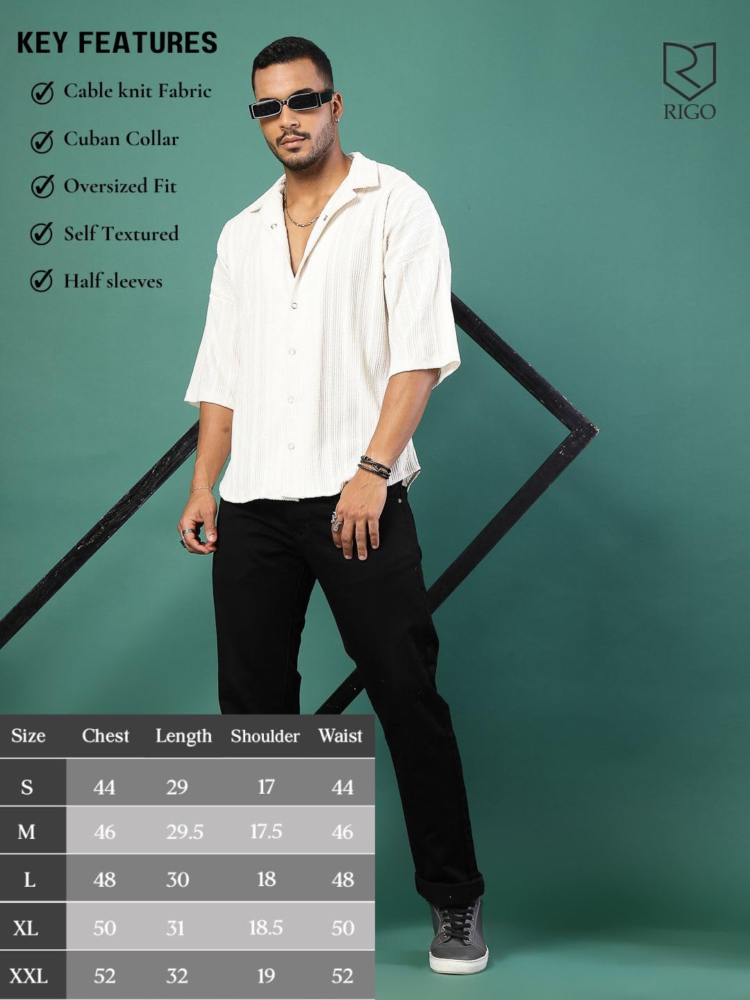 Rigo Cotton Oversized Shirts for Men | Half Sleeves Hawaiian Shirts for Men | Summer Oversized Shirts Shirt for Men | Oversized