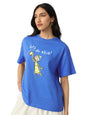 The Souled Store Inside Out: Joy Women and Girls Short Sleeves Round Neck Blue Graphic Printed Cotton Oversized T-Shirts