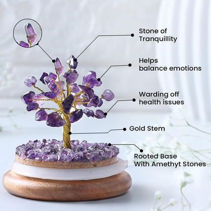 Astrotalk Amethyst Crystal Dome Tree | Boost Focus & Spiritual Growth | Feng Shui Items for Good Luck | Home Decor for Living Room & Office | Housewarming Gifts | Aesthetic Home Decor Items, 7 x 13 Cm
