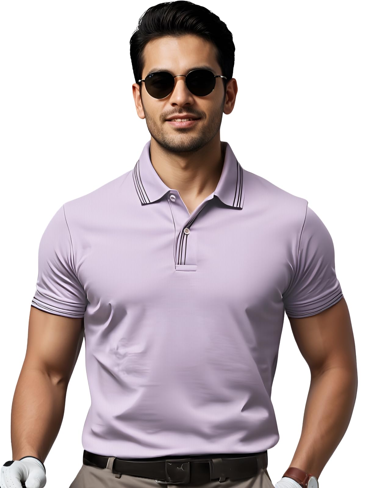 Mens Premium Cotton Polo T-Shirt | 220 GSM Soft Fabric | Casual Stylish Look | Contrast Collar Design Lavender Polo T Shirt | Po