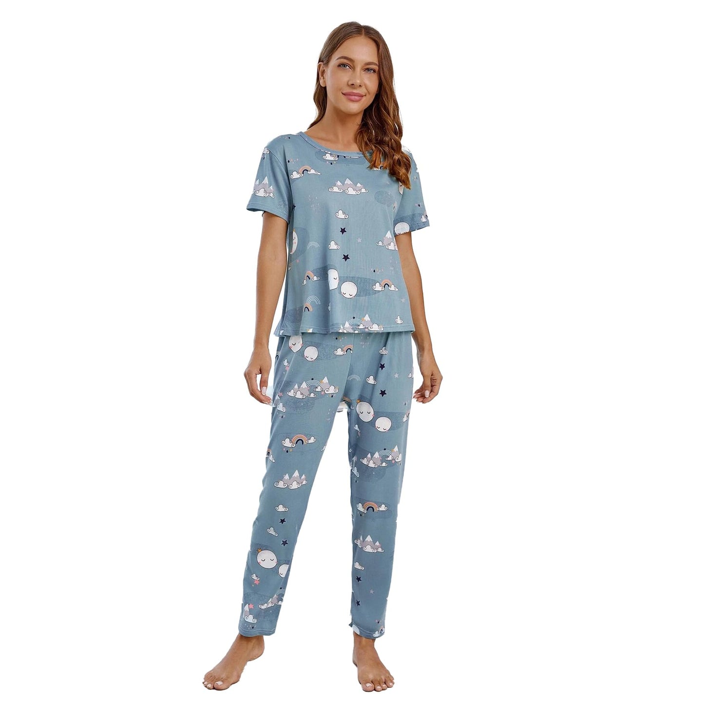 SHIENZY Womens Stylish Avacado Printed Night Suit || T-Shirt & Pyjama for Nightwear Set || Casual Lounge & Sleep Wear for Girls