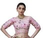 Pujia Mills WomenS Blouse Readymade Blouse Embroidery Multi Coding Gold Thread Blouses Handwork Baby Pink Color Readymade Saree