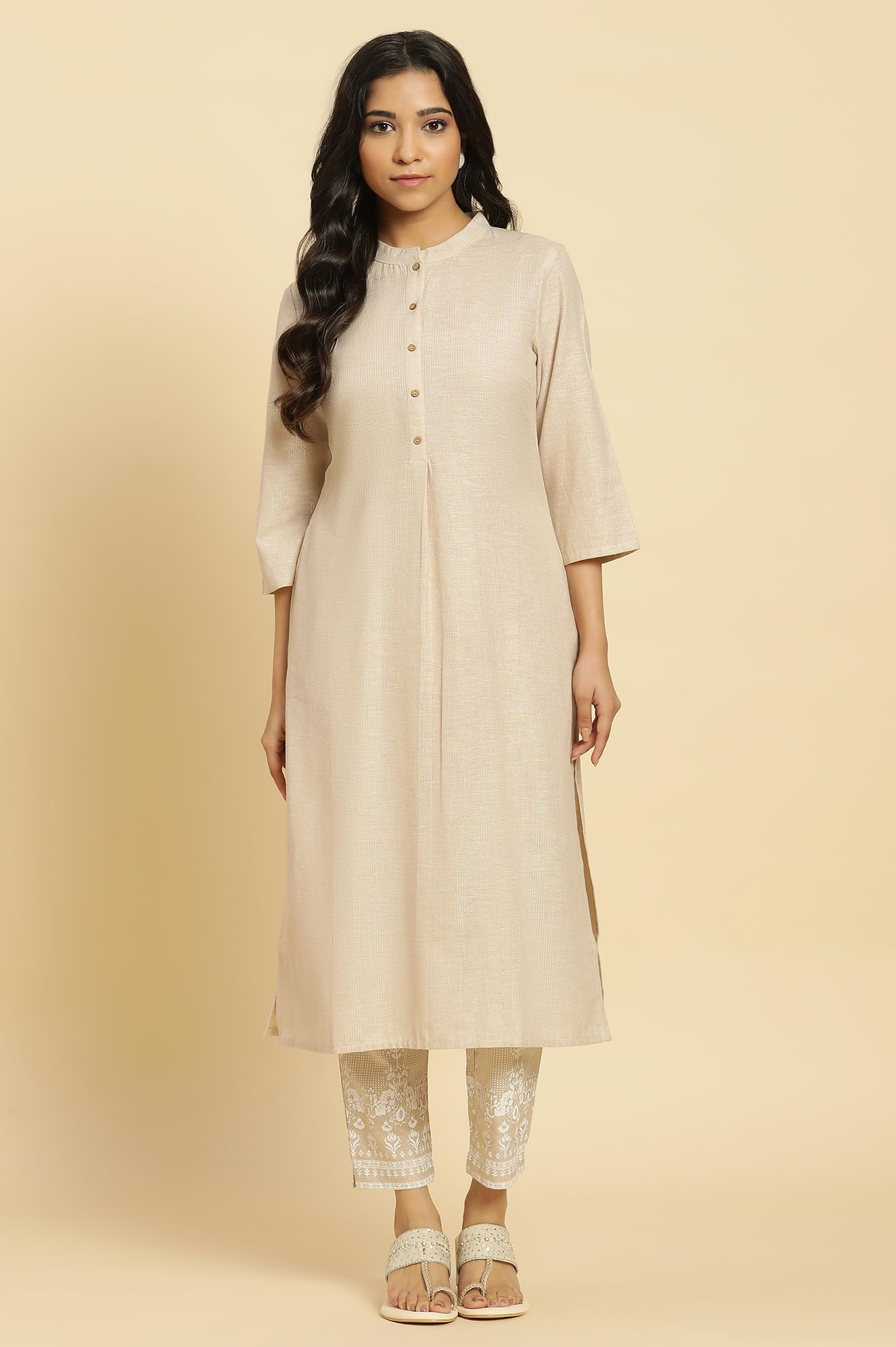 W for Woman Women's Cotton Blend Kurta Pant Set