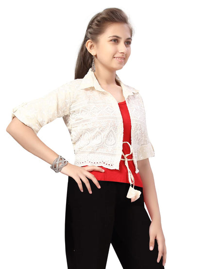 Aarika Girls A-Line Coat (JK-5021_Cream