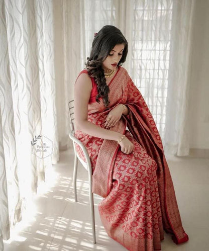 Flosive Womens Present Banarasi Soft Lichi Silk Saree Beautiful Jacquard Rich Pallu Design Work Zari Woven Kanjivaram Silk Styl