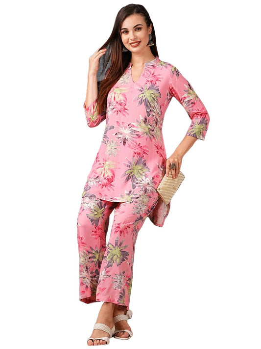 Gosriki WomenS Cotton Blend Printed Ethnic Co-Ord Set (Ambhiya Pink-Nw-Gs_S_Pink_Small)