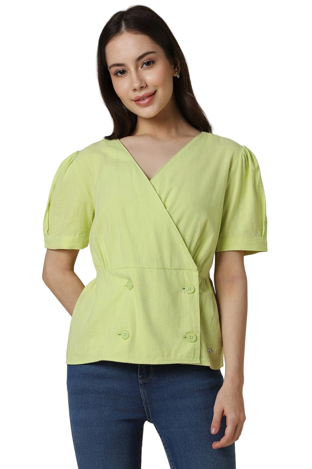 Allen Solly Women Regular Fit Solid Casual Cotton Short Sleeve Shorts