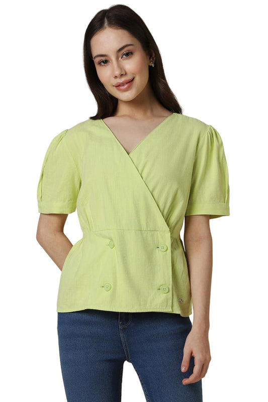 Allen Solly Women Regular Fit Solid Casual Cotton Short Sleeve Shorts