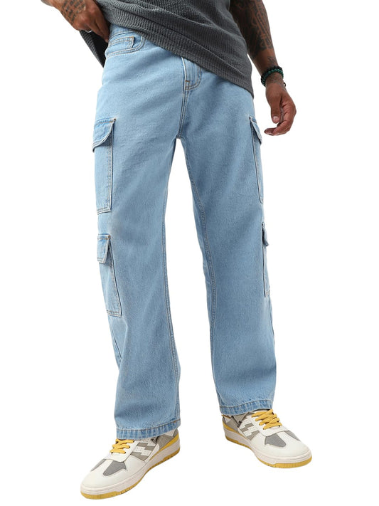 Bewakoof MenS Washed Straight Fit Cotton Jeans_654891_Blue_34