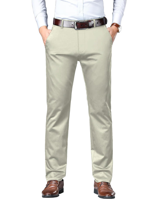 AVANOVA Regular Classic Design for Business and Formal Occasions (Mens Stretch Dress Pants 126_Beige