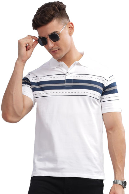 ADRO Regular Fit Polo T-Shirt for Men| Printed Polo T-Shirt | Cotton Polo T Shirt Also in Plus Size|Pnop24-L1-Whnbgr