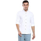 Dennis Lingo MenS Solid White Slim Fit Satin Lycra Casual Shirt With Concealed Button Down & Full Sleeves