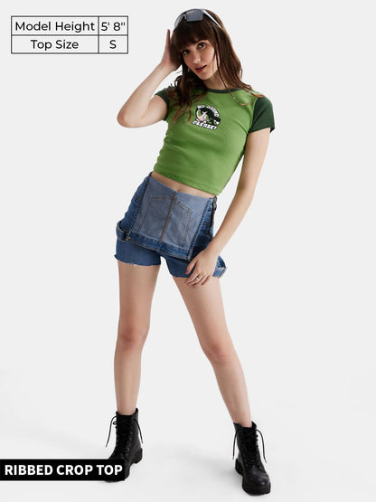 The Souled Store Official Powerpuff Girls: No Drama Womens and Girls Regular fit Graphic Printed Half Sleeve Cotton Multicolored
