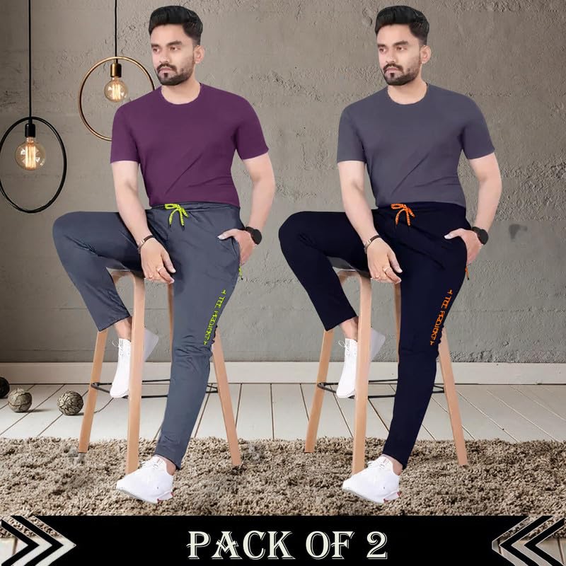Tee Projekt Lycra Combo Soild & Zippered Pockets Style Regular Fit Track Pant for Men Jogger, Gym Wear, Yoga