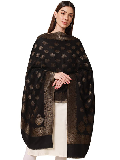 Pashmoda Women Nargis Kaani Stole with Silky Zari Weave, (Size 72X208 CM)