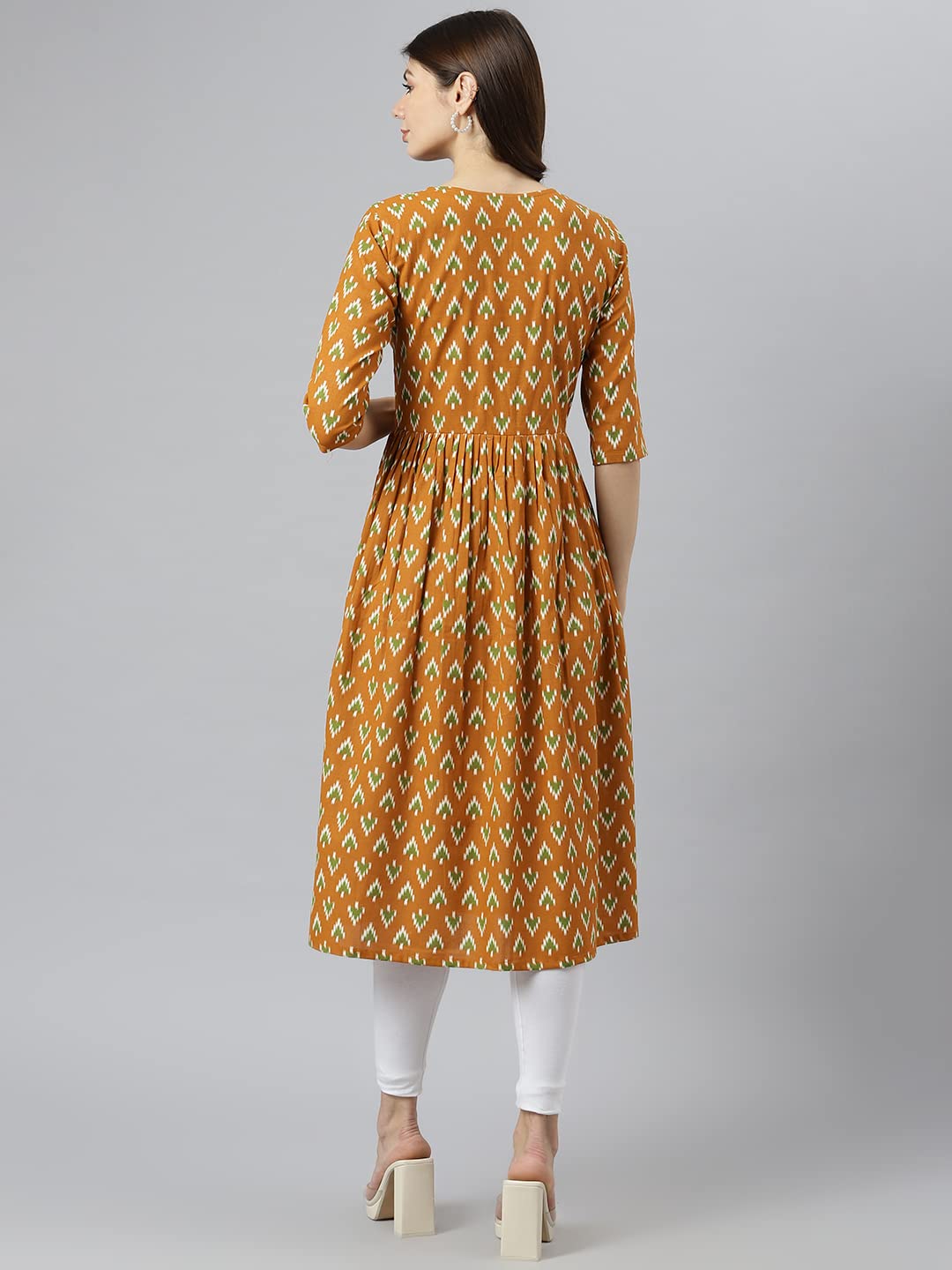 ANNI DESIGNER Women's Polycotton Anarkali Printed Kurta (Moti Mustard_2XL_NEW01_Mustard_XX-Large)
