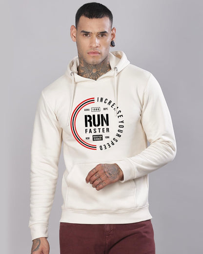 ADRO Men's Cotton Neck Hooded Sweatshirt (H24-FAST-WS_White Sand