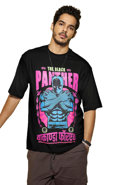 Bewakoof Official Marvel Mens Graphic Printed Oversized T-Shirt_624569_Black_XL