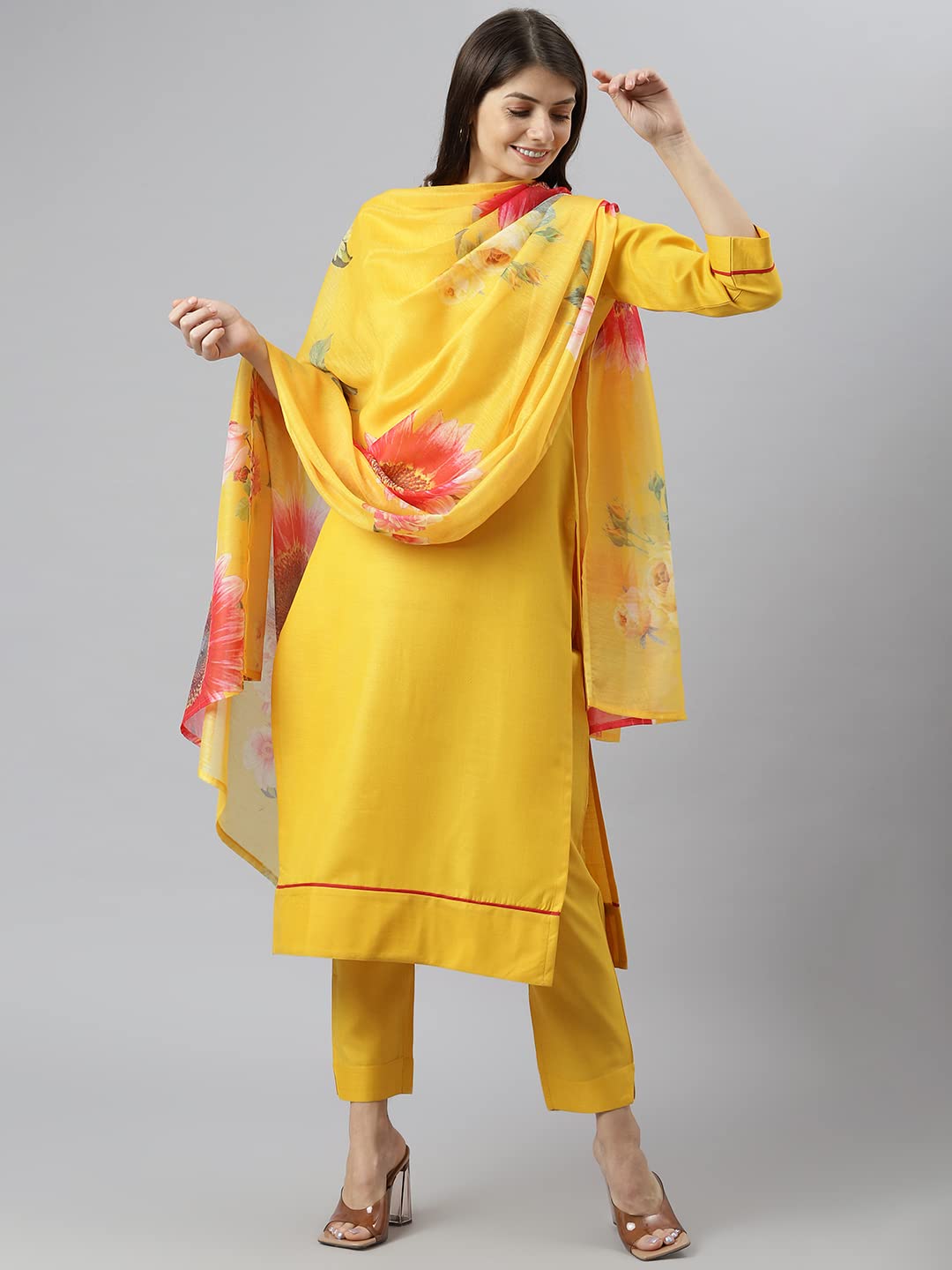 ANNI DESIGNER Women's Polycotton Straight Kurta with Pant & Dupatta (Nilesh_NEW01)
