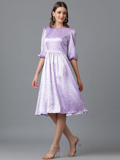 Kotty WomenS Fit And Flare Floral Printed Dress Lavendor